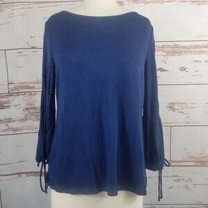 Trina Turk Slit Sleeve Top Blue Size Small